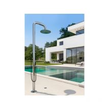 Boss Wide Shower Warmwasser mit Einhebelmischer und Handbrause gebürstet, Montage am Boden, ohne Frostschutz - Fontealta