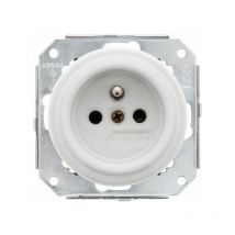 Fontini - garby colonial - Prise 2P+T 16A 250V Porcelaine blanche Réf. 31208173