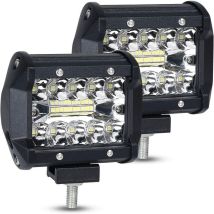 Forehill - 4 Pouces 60W Projecteur Phare de Travail led, Projecteur Flood Combo Feu de Brouillard Lampe Conduite 4 Pouces led Phare Longue Portée de
