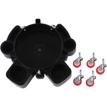 Chariot à roulettes multifonction noir pour lavage de voiture avec 5 roulettes pivotantes robustes - Forehill