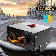Forehill - Dégivreur de chauffage de voiture, pare-brise de pare-brise de voiture portable avec 2 prises 12V 500W pour camion rv suv de véhicule