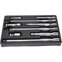 FOREHILL Ensemble de 9 barres d'extension oscillantes avec entraînements 1/4 po, 3/8 po, 1/2 po et plateau de rangement