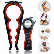Nouveau ouvre-boîte ensemble de trois pièces ensemble de 2 pièces ouvre-bouteille 4 en 1 ensemble de 2 pièces b noir rouge opp - Forehill