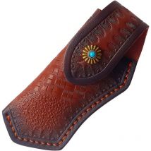 Première couche étui à couteaux en peau de vache couteau pliant étui en cuir tannage végétal sculpté couteau de poche de rangement - Forehill