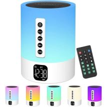 Forehill - Réveil Enceinte Bluetooth Lampe de Chevet avec Machine à Bruit Blanc,Multifonctionnelle Bruit Blanc Bebe Haut-Parleur Bluetooth Veilleuse