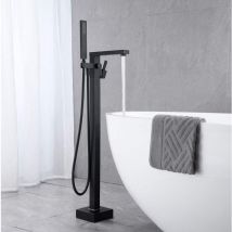 Forehill - Robinet De Baignoire Avec Douchette Cascade Baignoire Robinet Mitigeur Au Sol Autoportant Melangeur Baignoire Îlot Sur Pied Avec Poignée