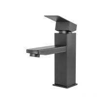 Robinet d'évier en laiton/zinc, noir, eau chaude/froide, flexibles, bec bas, levier unique [QLI-FA-4311] - Forehill