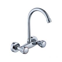 FOREHILL Robinet mural de cuisine pour évier, lave-linge et lavabo de salle de bain mural avec 2 boutons, aérateur d'économie. Chrome