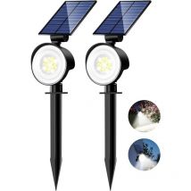 Forehill - Spot Solaire Exterieur Lot de 2, Lampe Solaire Extérieur Jardin Puissant 53 LED/3 Modes, Étanche Réglable Lumiere Solaire pour Allée