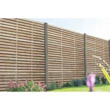 Contemporary Double Slatted Fence Panel 1800 x 1800mm 6ft x 6ft - Forest Garden