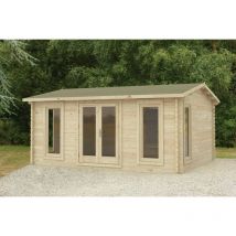 Forest - Garden Rushock 5.0m x 4.0m Log Cabin - Apex Roof, Double Glazed 24kg Polyester Felt, plus Underlay