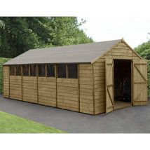 Forest - Overlap Pressure Treated 10x20 Apex Shed Workshop Double Door