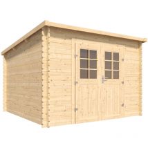 Cerland - forest style - Cobertizo de Jardín Vallo Modern 7,5 m² (3,08 x 3,02 x 2,05 m) – Madera Natural – Techo de Fieltro Bituminoso – Puertas de