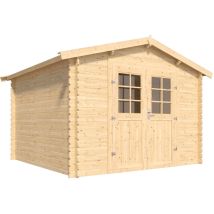 FOREST STYLE - Cobertizo de Jardín Vallo Modern 7,5 m² (3,10 x 3,02 x 2,26 m) – Madera de Pino Silvestre – Techo de Fieltro Bituminoso – Puertas de