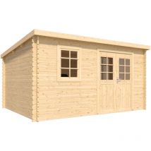 FOREST STYLE - Cobertizo de Jardín Vallo Modern 8,4 m² (4,02 x 2,60 x 2,04 m) – Madera Natural – Techo de Fieltro Bituminoso – Ventana Oscilobatiente