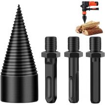 Foret à Bois pour Fendre du Bois 32mm,Fendeuse à Bois Perceuse,Tige Conique Pour Fendeuse à Bois,Durable Foret Conique en Acier,Avec 3