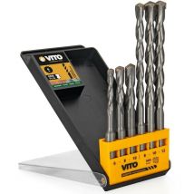 Coffret de 6 Forets sds plus Diam ø 6 8 10 12 mm pierre brique et beton vito