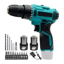Teetok - Forets, perceuse combinée sans fil 12 v, tournevis électrique puissant,2x batterie 1,5 a rechargeable, 40 N.m, mandrin 3/8', lumière led,