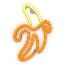 Cofi 1453 - Enseigne led de neon avec pile, usb, lumière led pour la maison, veilleuse, banane, couleur blanc et jaune