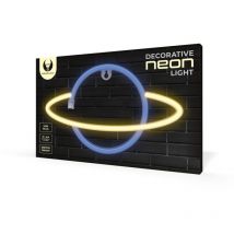 Enseigne led de néon avec pile / usb Lumière led Home Leuchtschild Nachtlicht Saturn - jaune/bleu