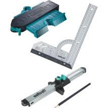 Kit Copieur de contour, Copieur parallèle et Équerre de Menuisier Multifonction, Longueur 300 mm - réf. 6976000 - Wolfcraft