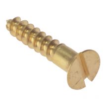CSK346BR Wood Screw Slotted csk Solid Brass 3/4in x 6 Box 200 FORCSK346B - Forgefix