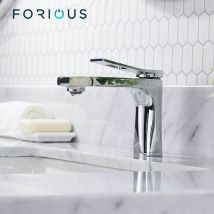 Forious - Mitigeur de Lavabo avec Bec Pivotant Robinet Design Moderne Laiton Finition Chromée