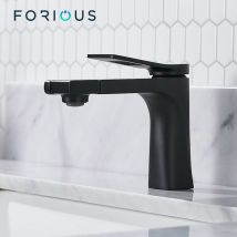 Forious - Mitigeur de Lavabo avec Bec Pivotant Robinet Design Moderne Dépoli Noir