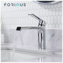 Forious - Robinet de Salle de Bain Lavabo, Mititgeur Cascade à Levier Unique en Laiton Finition Chromée