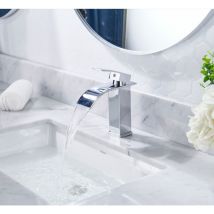 Forious - Robinet Salle de Bain Cascade Robinet Lavabo en Laiton Robinetterie Chromée Mitigeur de Lavabo Design Moderne