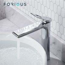 FORIOUS Robinet Vasque à Poser Mitigeur de Lavabo Chromé à Poignée Unique en Laiton