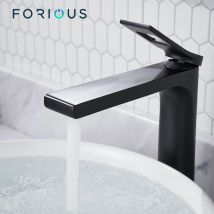 Forious - Robinet Haut de Lavabo Mitigeur Eau Chaude et Froide Réglable Design Moderne Dépoli Noir