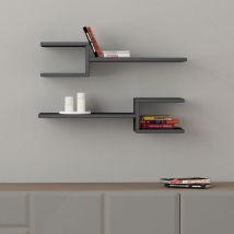 Decortie - Fork Modern Floating Shelf Set 18.2cm Short - Anthracite Grey - Anthracite Grey