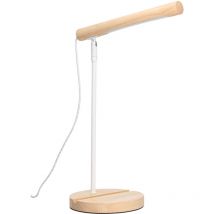 Arlo - Lampada da Scrivania led in Legno Naturale. Lampada da Tavolo in Acciaio Bianco e Legno Luce led Neutra 4000K - Forlight