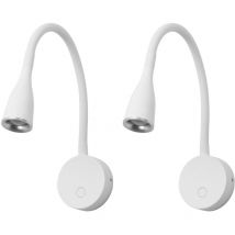 Forlight - Crobat (2 unidades) Luz Led de Lectura de 3,8W en Color Blanco. Aplique de Pared para Mesita de Noche