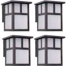 Osaka (4 unidades) Aplique de Pared Exterior Rústico de Estilo Japonés. Farol de Pared para Bombilla E27. Lámpara de Pared para Jardín y Terraza