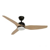 July Ventilador de Techo con Luz led 19W. Regulador de Intensidad y Temperatura. Temporizador. Madera y Acero Negro. - Negro - Forlight