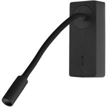 Mine - Luz de Lectura para Dormitorio led con Luz Cálida 3000K con Interruptor Aplique de Pared Cabecero de Cama Negro - Forlight