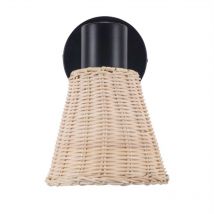 Forlight - Nature plafón negro y rattan natural para bombilla E27