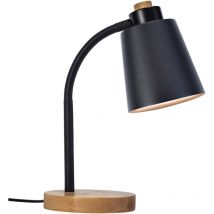 Forlight - Pau Lámpara de Escritorio de Estilo Nórdico. Flexo de Escritorio E27 de Acero Negro y Madera Clara Natural