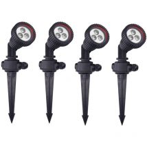 Tidian Forlight 4 pezzi) Proiettore da esterno per giardino IP65. Con picchetto per prato. Per lampadina GU10. Colore nero
