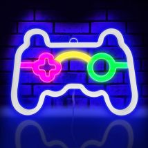 Forme de manette de jeu à LED,Signs néon alimentés par batterie ou USB,Pour décoration murale de salle de jeux,Cadeau de jeu,Pour garçon,Pour salle