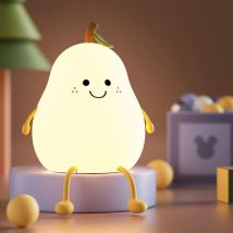 Forme Poire Créative Veilleuse Enfant Avec Fonction Minuterie, 7 Couleurs Lumière Led Veilleuse Enfant, Rechargeable Avec De Usb, Lampe De Chevet 