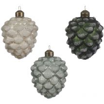 Pigna vetro perline antiche 3 colori assortiti h 10 ø 7 cm