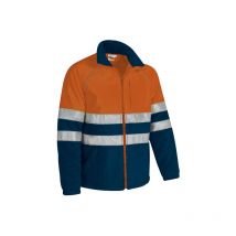 Forro polar de Alta Visibilidad con cuello alto y cintas reflectantes EN13688 y EN20471, tejido micro-polar Valento aneto xxl Naranja flúor / Azul