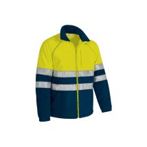 Forro polar de Alta Visibilidad con cuello alto y cintas reflectantes EN13688 y EN20471, tejido micro-polar VALENTO ANETO S Amarillo fluor / Azul
