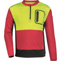 FP – Forst-Shirt Forest Jack Red – Größe XL – 100% Polyester – leuchtgelb-rot-grau – Reißverschluss bis zum Kragen – Tasche mit Reißverschluss