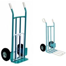 Carrello Portacasse e Sacchi C/Pala Ribaltabile – Portata 250 kg – Telaio in Acciaio – Ruote Pneumatiche Verde