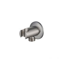 Fortifura - Calvi Coude pour flexible de douche avec rosace ronde Inox brossé