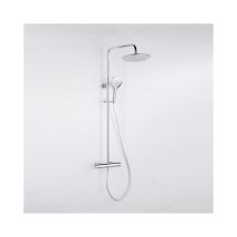 Calvi Ensemble De Douche Pluie - Thermostatique - Douche Principale De 30 Cm - Flexible Lisse - Douchette Ronde - Chrome - Fortifura